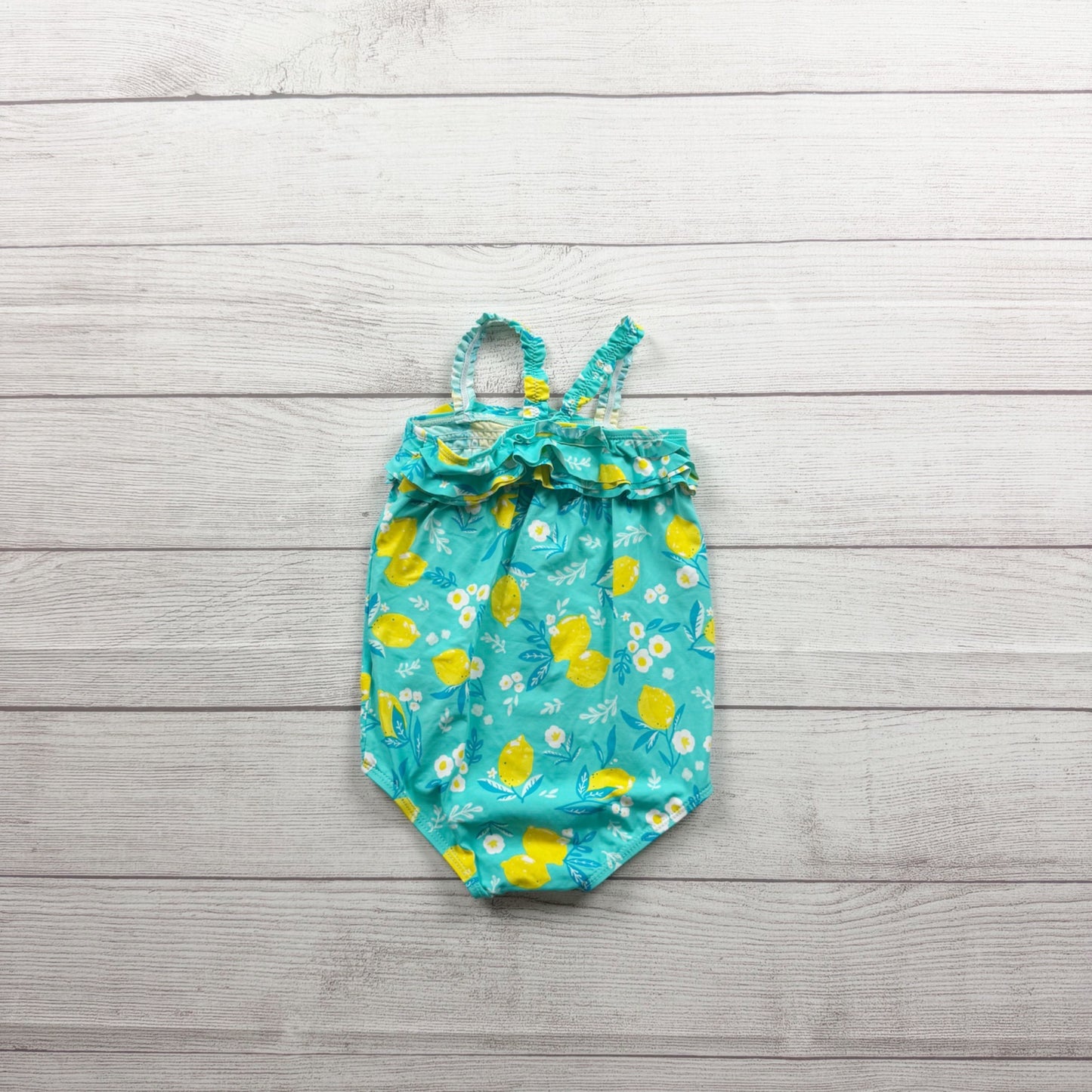 Hatley Kids Lemon Print Ruffled One Piece Swimsuit Swimwear 18-24 Months