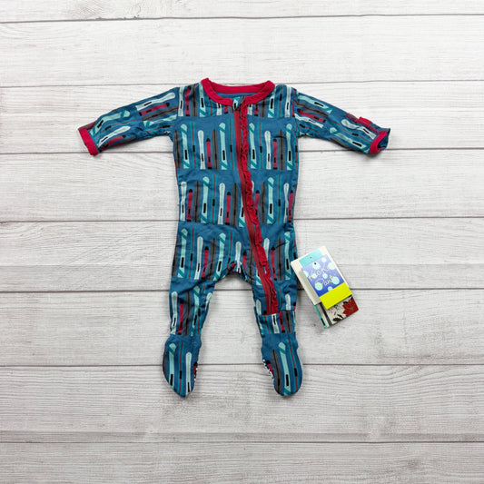 Kickee Pants Footie Pajamas Twilight Skis Ruffle Zip Sleeper Bamboo Viscose NWT 0-3