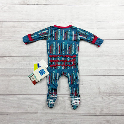 Kickee Pants Footie Pajamas Twilight Skis Ruffle Zip Sleeper Bamboo Viscose NWT 0-3