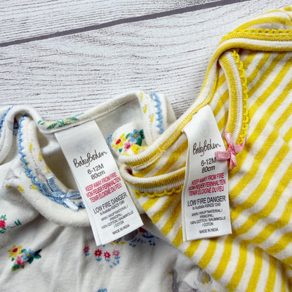 Baby Boden 3 Piece Set 2 Bodysuits Floral Leggings Baby Girls 6-12 Months