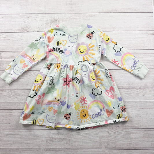 Next Girls Sweatshirt Dress Pastel Doodle Print Long Sleeve 6-7