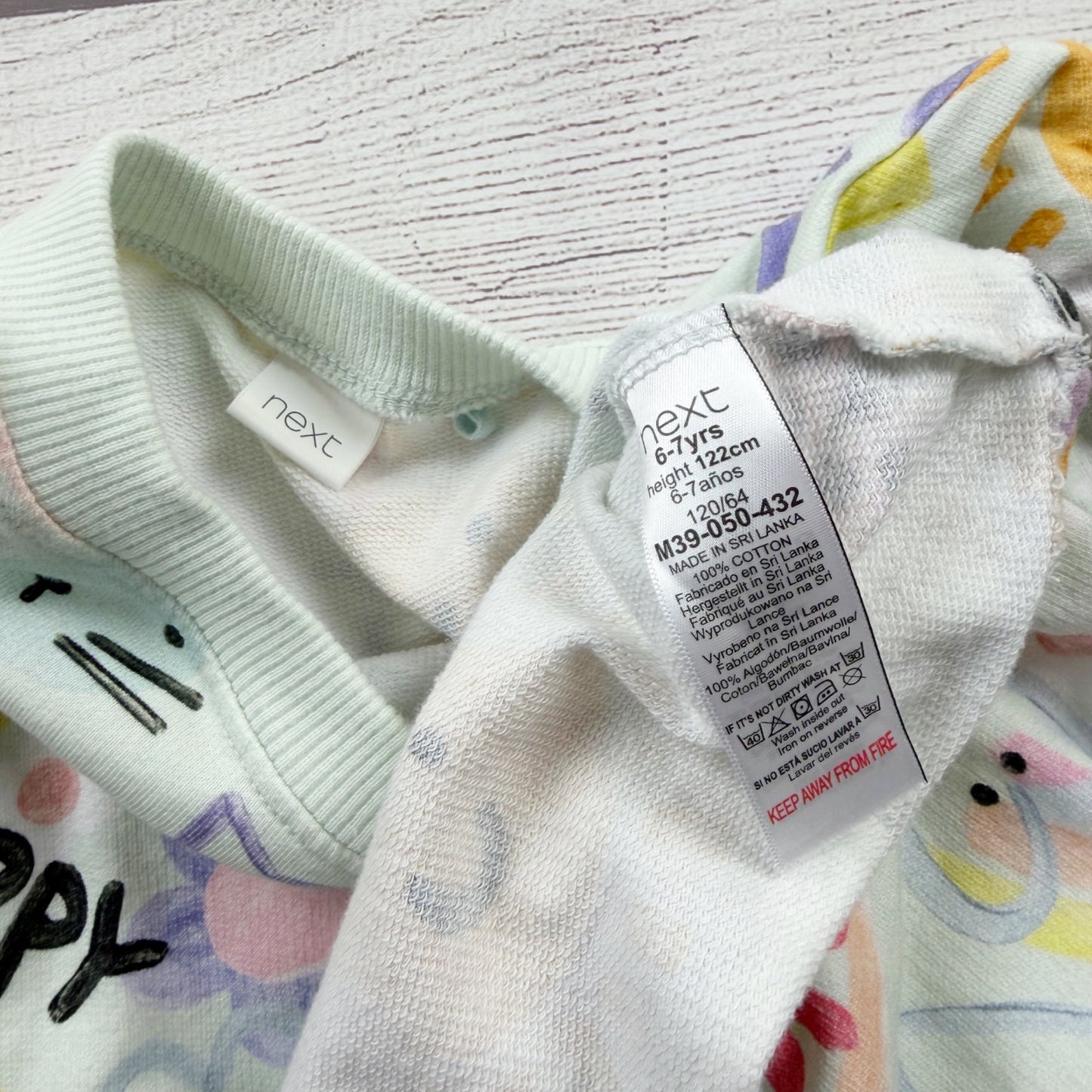 Next Girls Sweatshirt Dress Pastel Doodle Print Long Sleeve 6-7