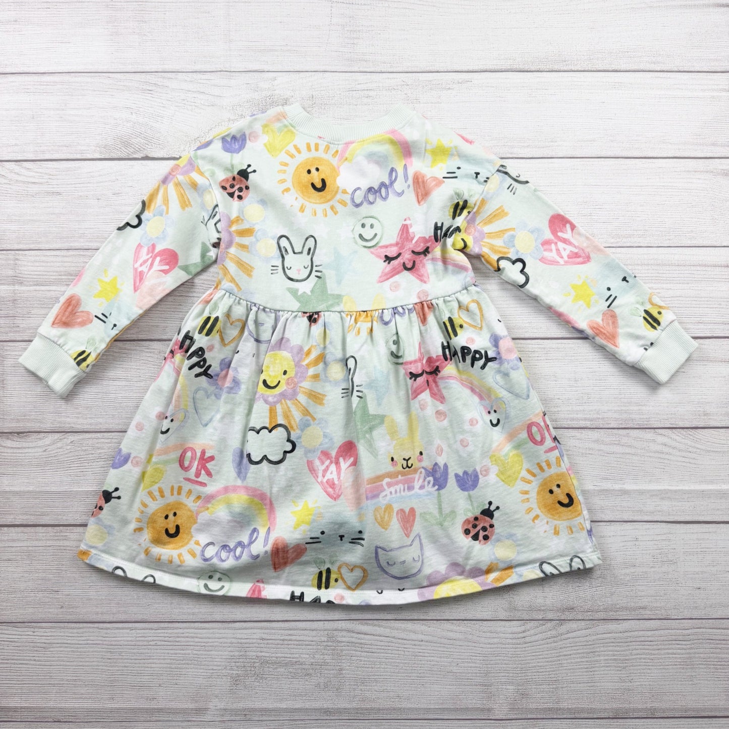 Next Girls Sweatshirt Dress Pastel Doodle Print Long Sleeve 6-7