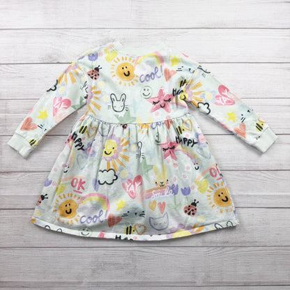 Next Girls Sweatshirt Dress Pastel Doodle Print Long Sleeve 6-7