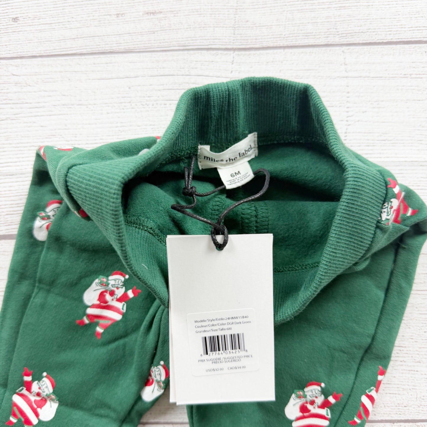 Miles The Label Infant Santa Jogger Pants Green Festive Christmas NWT 3-6 Months