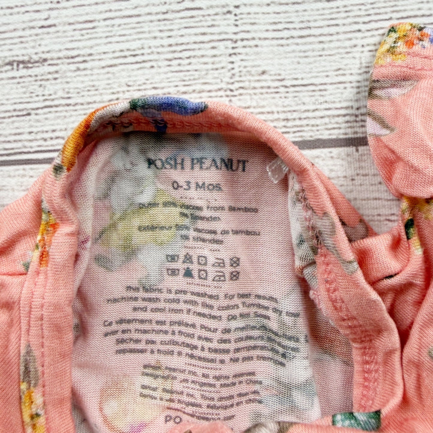 Posh Peanut Bamboo Ruffled Romper Flutter Sleeves Bunny Floral Print 0-3 Months