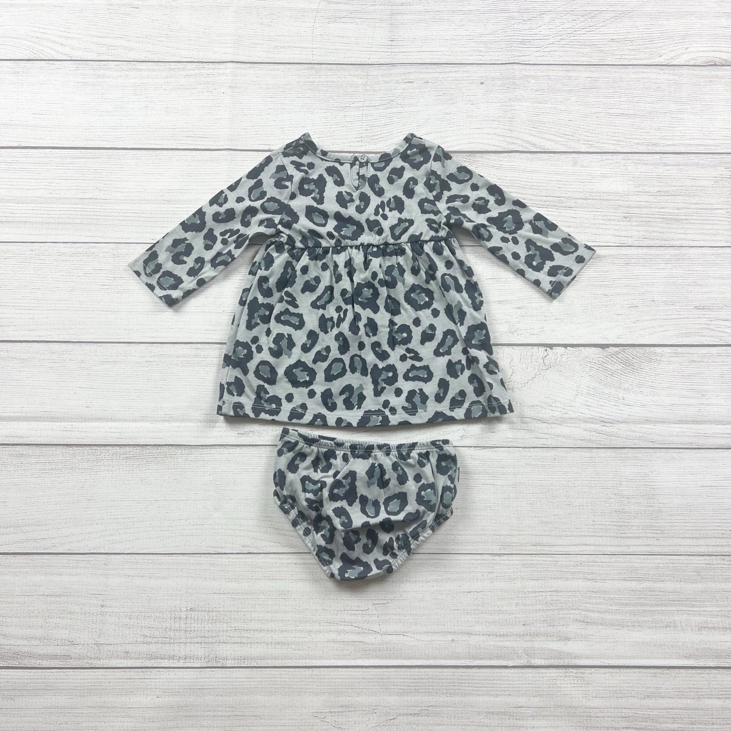Wonder Nation Baby Girl 2 Piece Dress Set Leopard Print Long Sleeve 3-6 Months