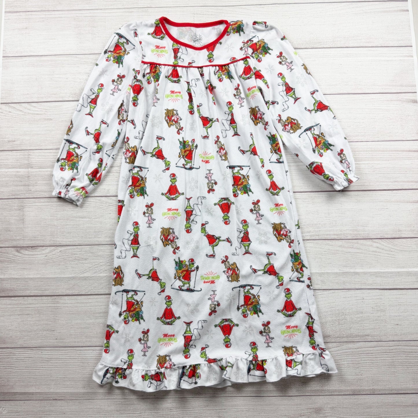 Dr. Seuss The Grinch Kids Christmas Nightgown Granny Long Sleeve 8