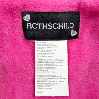 Rothschild Baby Girl Star Snowsuit Faux Fur Trim Hood Navy Pink NWT 3-6 Months