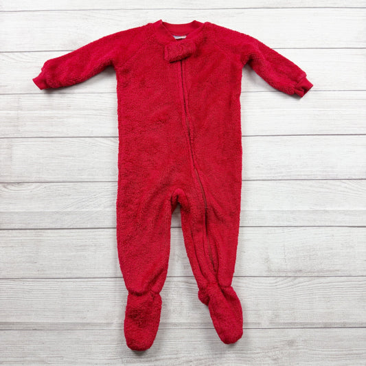 Footed Pajamas Red Fleece Footie Pajamas Zip Up One Piece Sleeper 12-18 Months