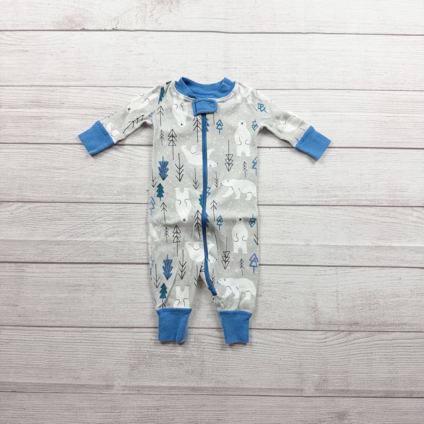 Moon And Back By Hanna Andersson Baby Sleeper Polar Bear Print 0-3 Months