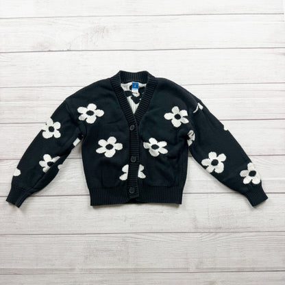 Old Navy Girls Black & White Daisy Floral Knit Button Down Cardigan Sweater M 8