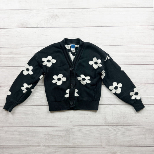 Old Navy Girls Black & White Daisy Floral Knit Button Down Cardigan Sweater M 8