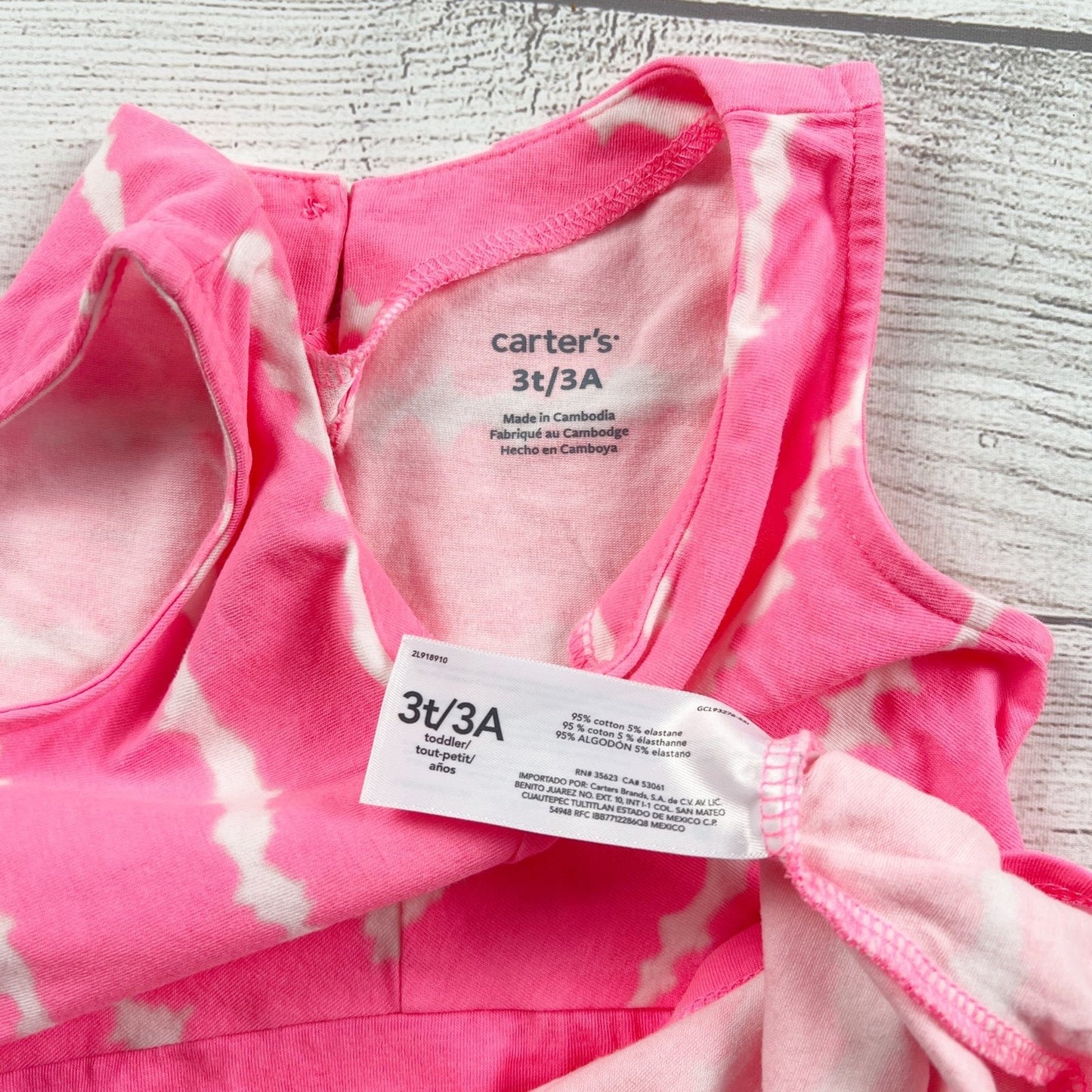 Carter’s Toddler Girl Dress Pink Tie Dye Stripe Sleeveless High Low Hem Knit 3T