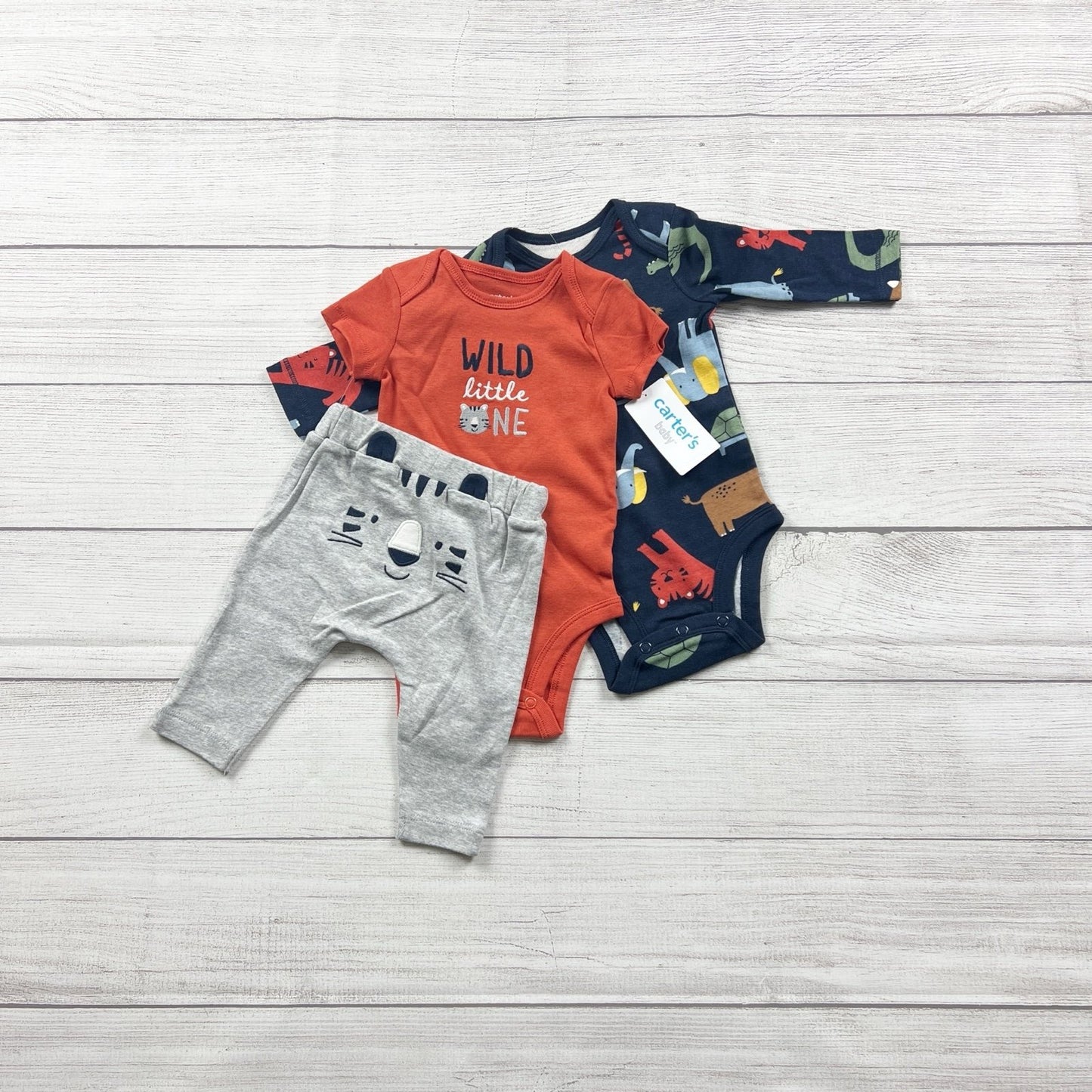 Carter’s Baby Outfit Set “Wild Little One” Animal 3-Piece Set NWT 0-3 Months