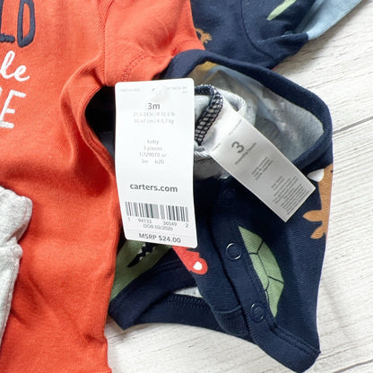 Carter’s Baby Outfit Set “Wild Little One” Animal 3-Piece Set NWT 0-3 Months