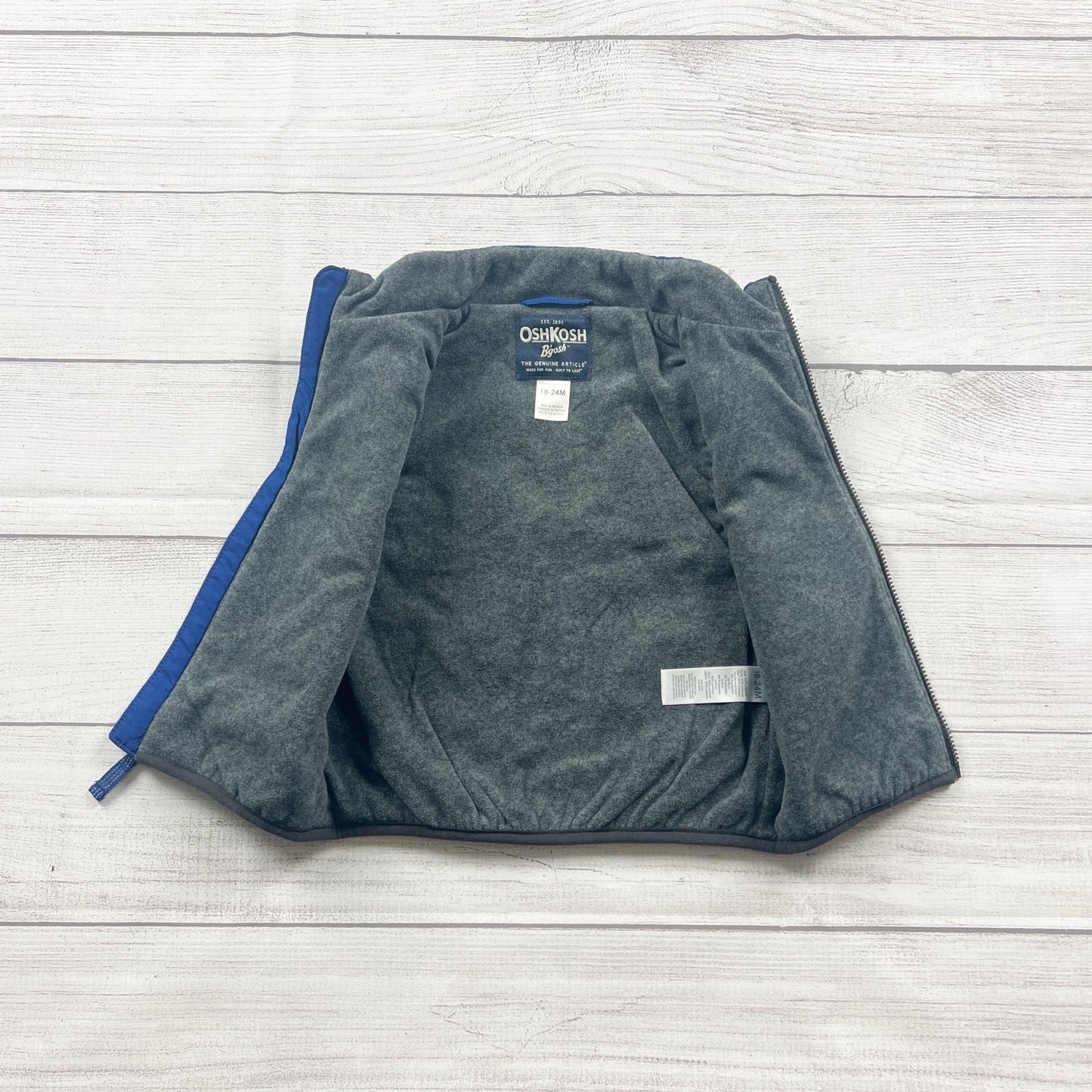 OshKosh B’gosh Toddler Vest Puffer Fleece Lined Zip Up Outerwear 18-24 Months