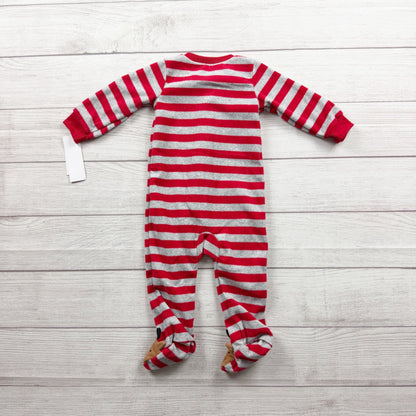 Carter's Christmas Reindeer Striped Fleece Footed Sleeper NWT 6-9 Months