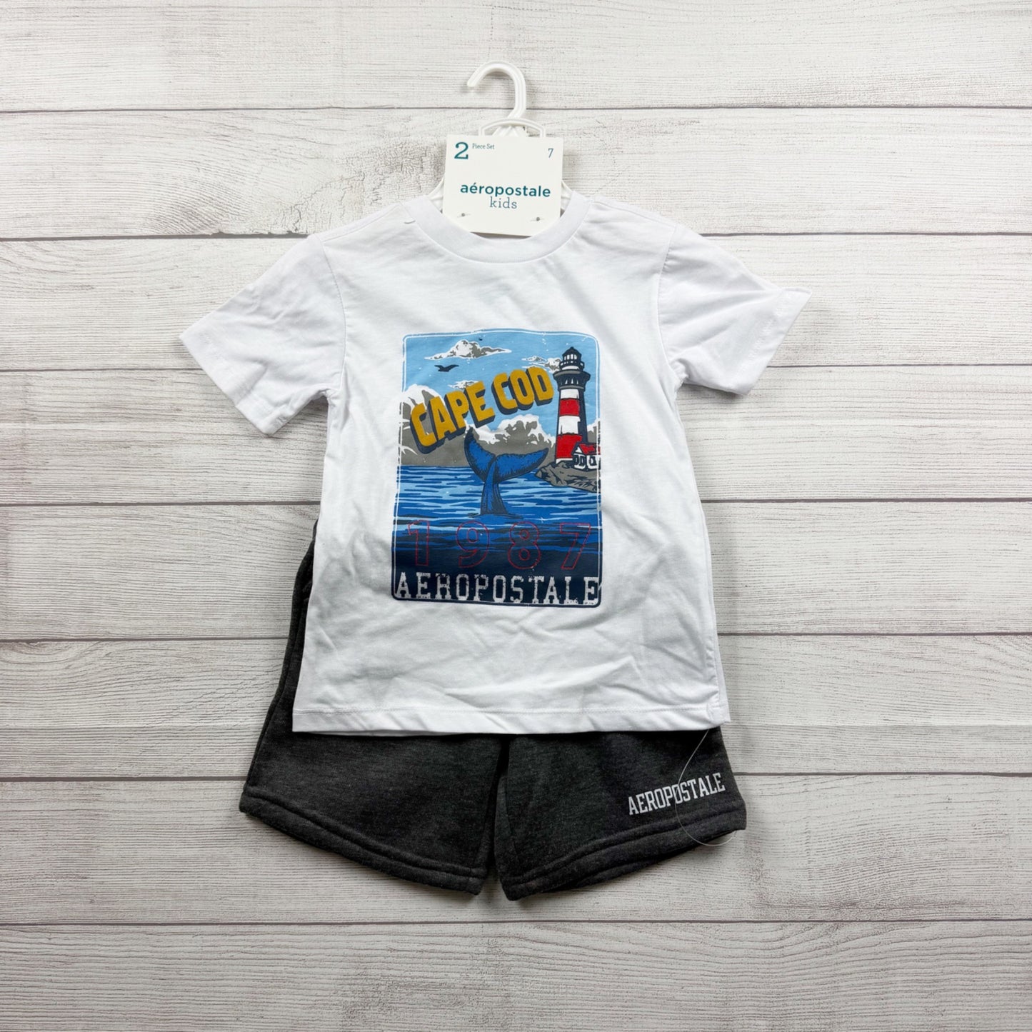 Aeropostale Kids Boys 2-Piece Outfit Set Cape Cod Graphic Tee + Shorts NWT 7