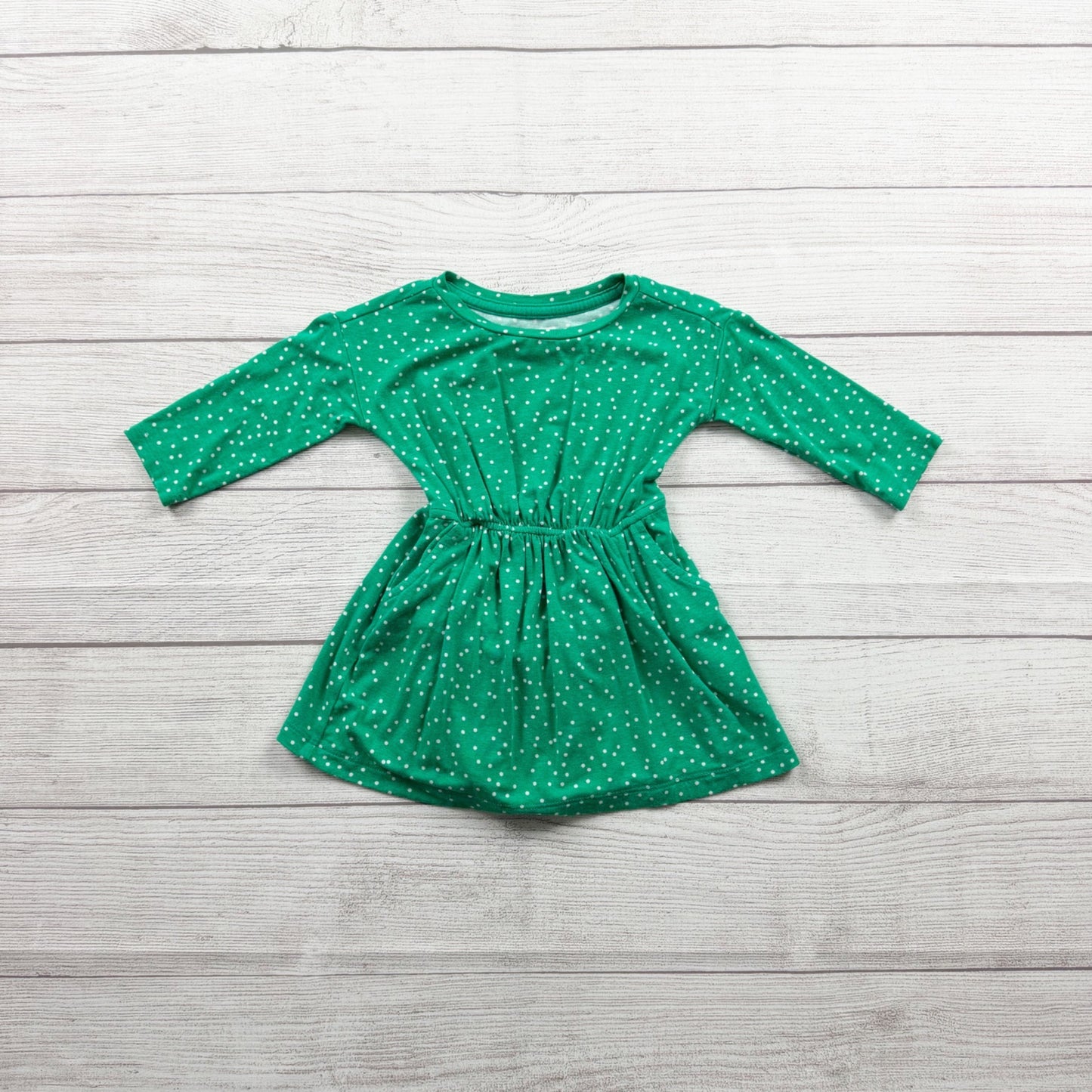 Gymboree Baby Girl Green Polka Dot Dress Set Bloomers Long Sleeve 6-12 Months