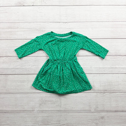 Gymboree Baby Girl Green Polka Dot Dress Set Bloomers Long Sleeve 6-12 Months