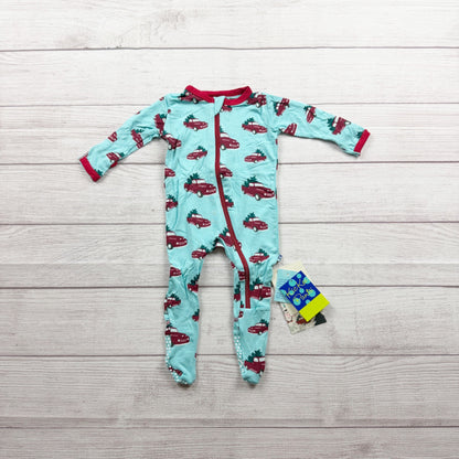Kickee Pants Holiday Footie Pajamas Cars Tree Print NWT 3-6 Months