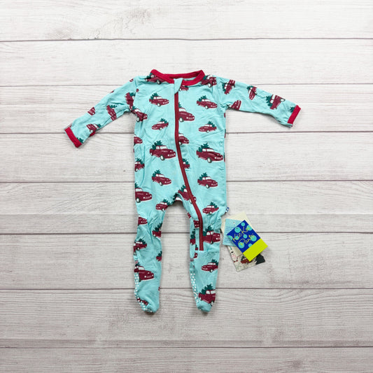 Kickee Pants Holiday Footie Pajamas Cars Tree Print NWT 3-6 Months