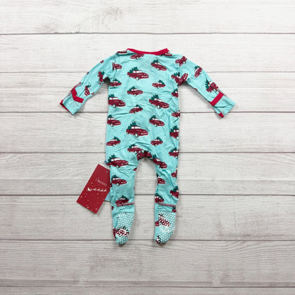 Kickee Pants Holiday Footie Pajamas Cars Tree Print NWT 3-6 Months