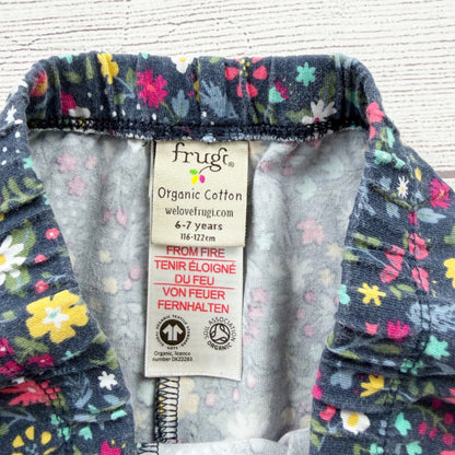 Frugi Girls Organic Cotton Floral Leggings Multicolor Print Stretch Pants 6-7