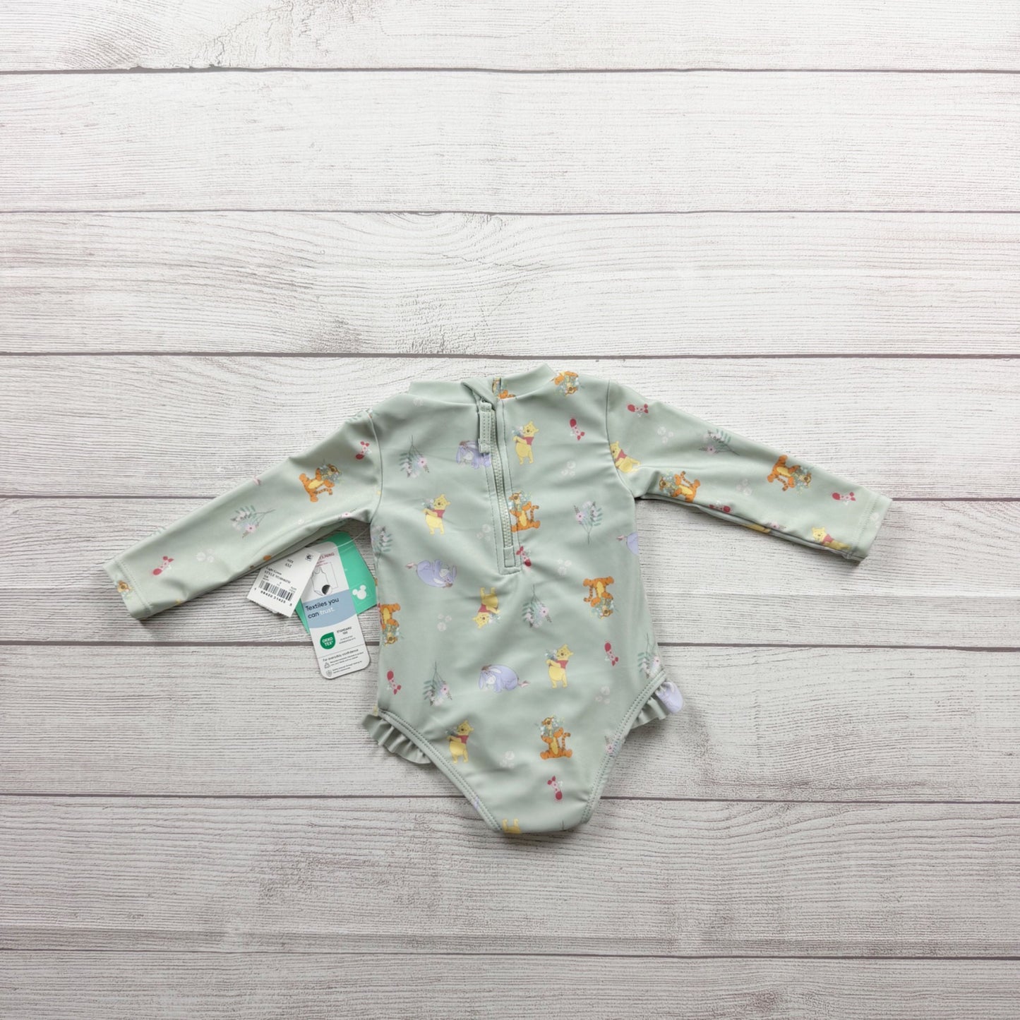 Disney Baby Long Sleeve UPF 50+ Green Winnie The Pooh Swimsuit NWT 3-6 Months