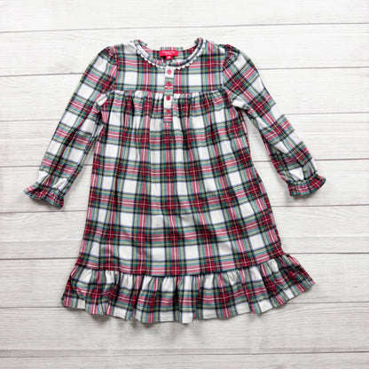 Family PJs Kids Plaid Long Sleeve Granny Holiday Nightgown Soft Polyester S 6-7