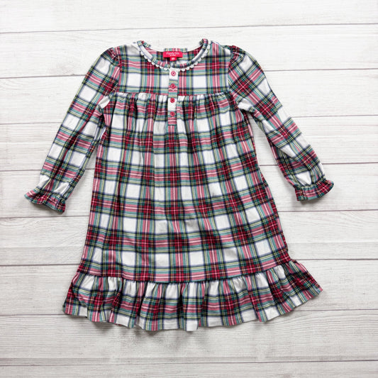 Family PJs Kids Plaid Long Sleeve Granny Holiday Nightgown Soft Polyester S 6-7
