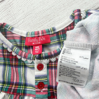 Family PJs Kids Plaid Long Sleeve Granny Holiday Nightgown Soft Polyester S 6-7