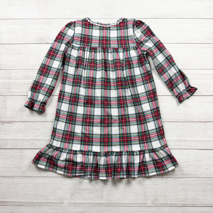Family PJs Kids Plaid Long Sleeve Granny Holiday Nightgown Soft Polyester S 6-7