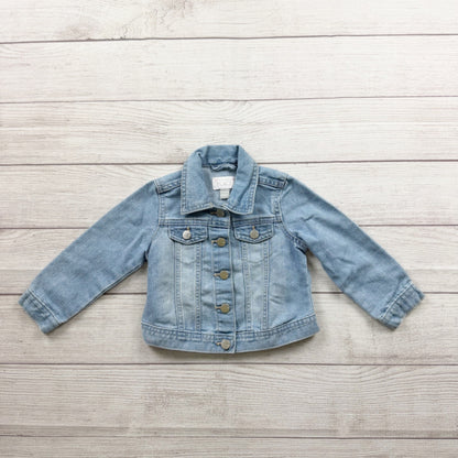 Children’s Place Toddler Girls Denim Jacket Light Wash Snap Front 18-24 Months