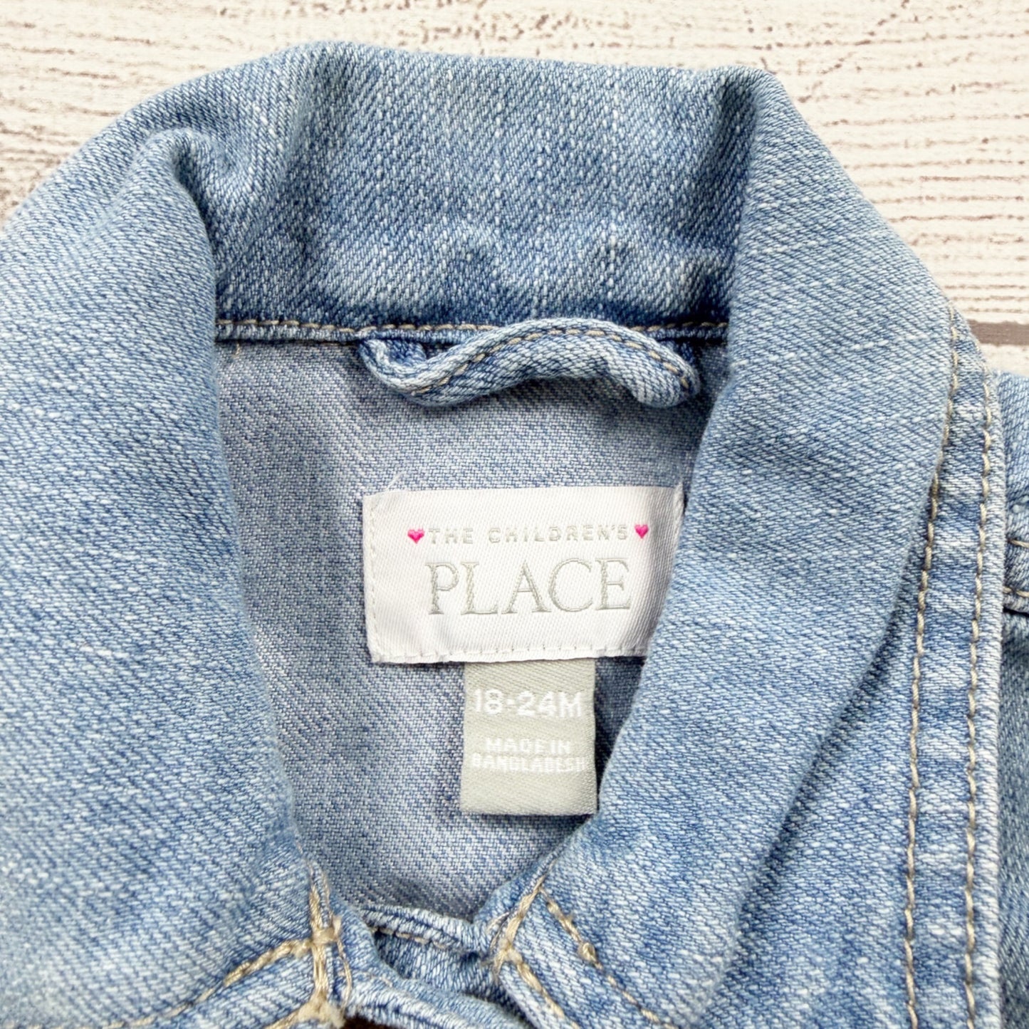 Children’s Place Toddler Girls Denim Jacket Light Wash Snap Front 18-24 Months