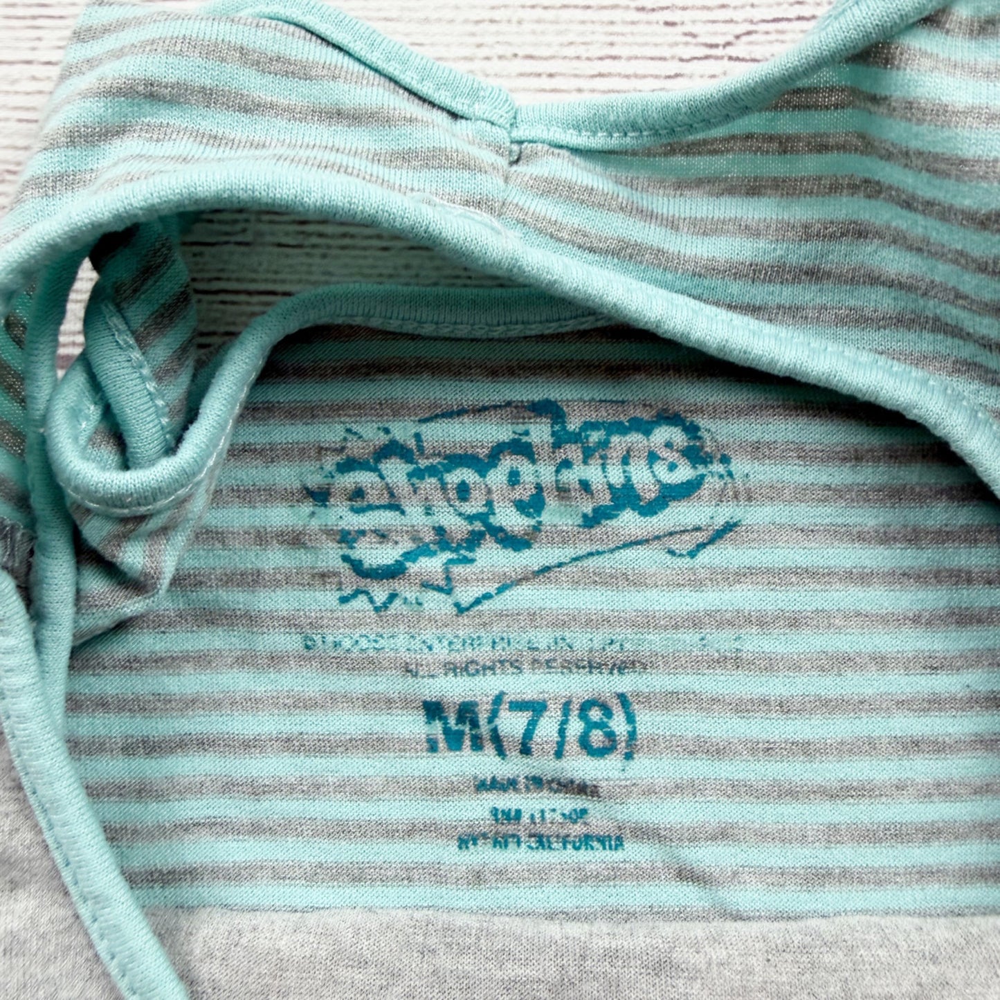 Shopkins Girls Gray Teal Striped Tank Top Graphic Print M 7-8