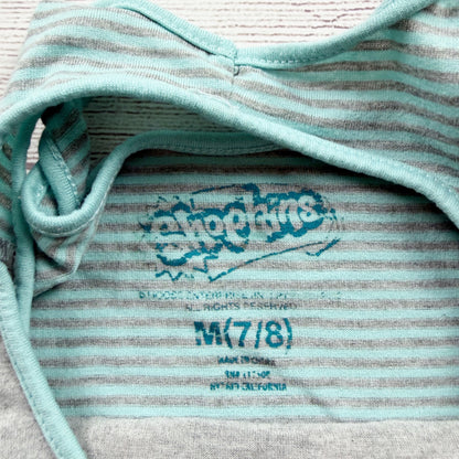 Shopkins Girls Gray Teal Striped Tank Top Graphic Print M 7-8