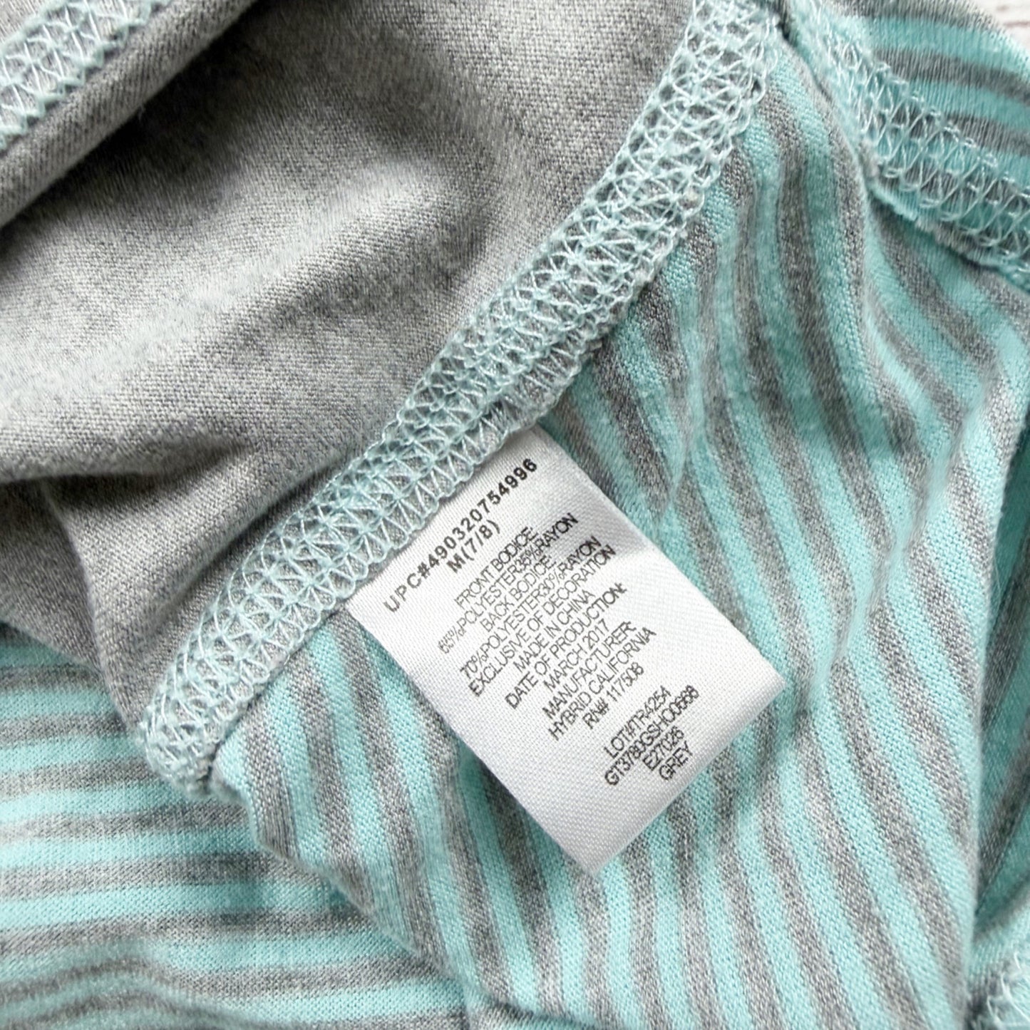 Shopkins Girls Gray Teal Striped Tank Top Graphic Print M 7-8