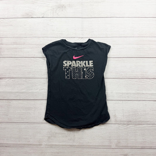 Nike Girls Black Sparkle This Graphic Tee Athletic Cut Sleeveless L 6X