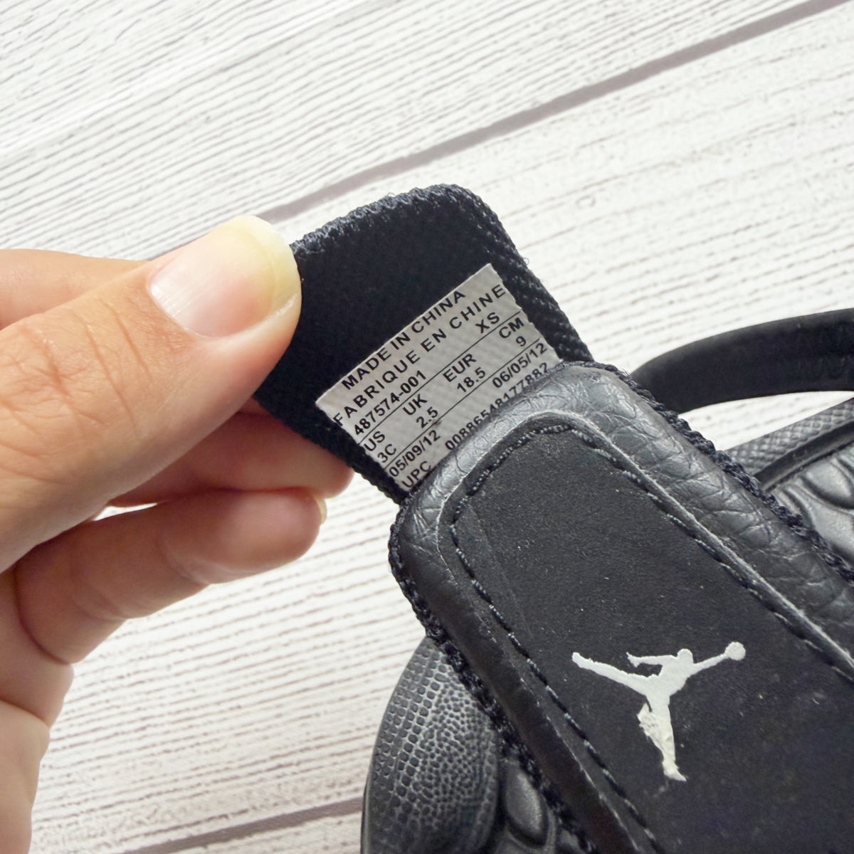 Air Jordan Kids Slide Sandals Black Adjustable Strap Comfortable Infant US 3