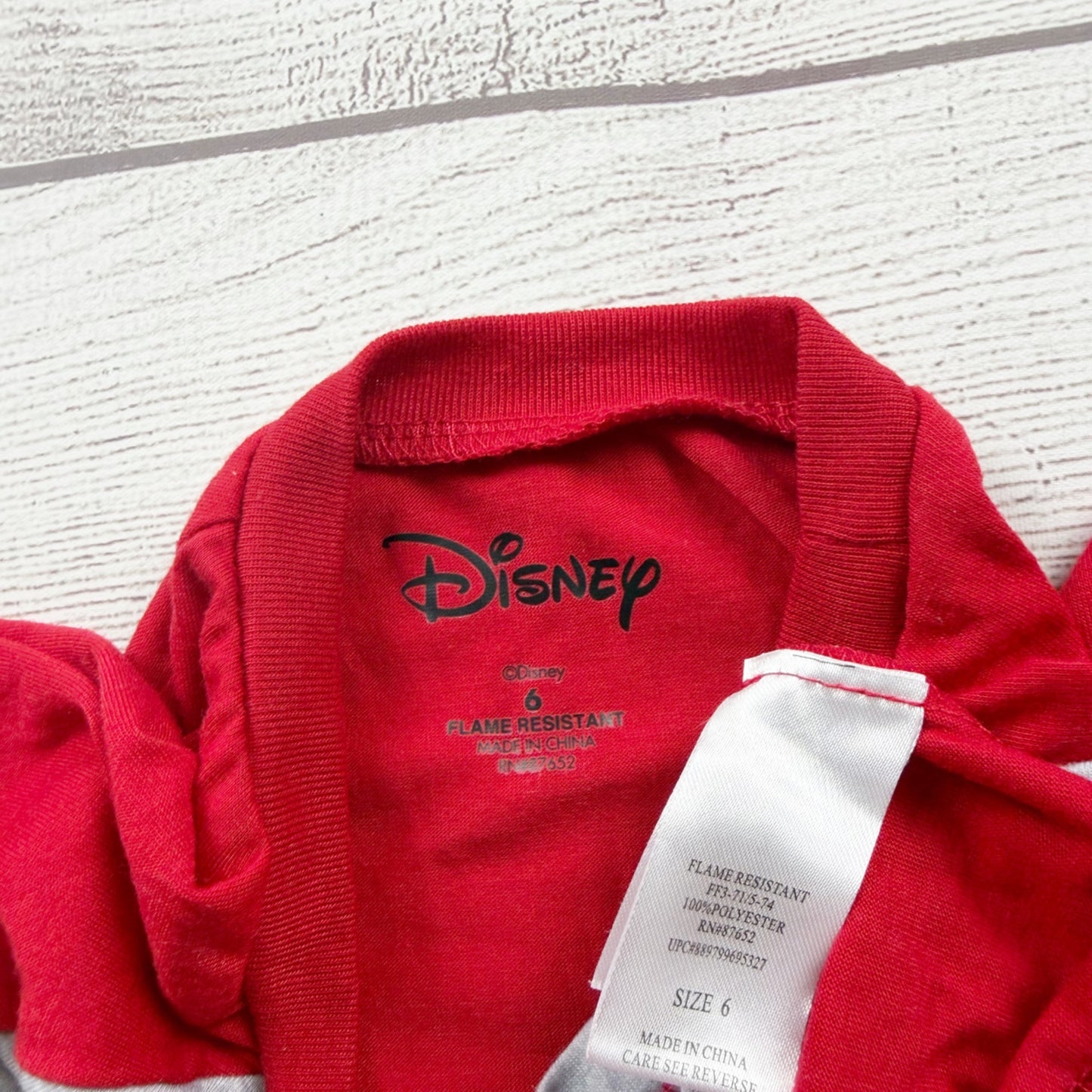 Disney Minnie Mouse Girls Holiday Nightgown Red Gray Long Sleeve 6
