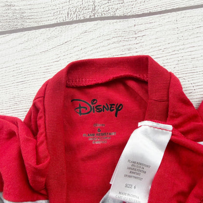 Disney Minnie Mouse Girls Holiday Nightgown Red Gray Long Sleeve 6