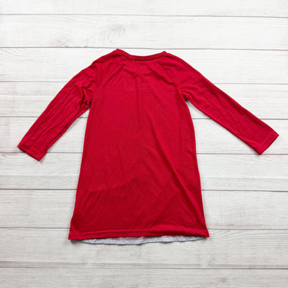 Disney Minnie Mouse Girls Holiday Nightgown Red Gray Long Sleeve 6