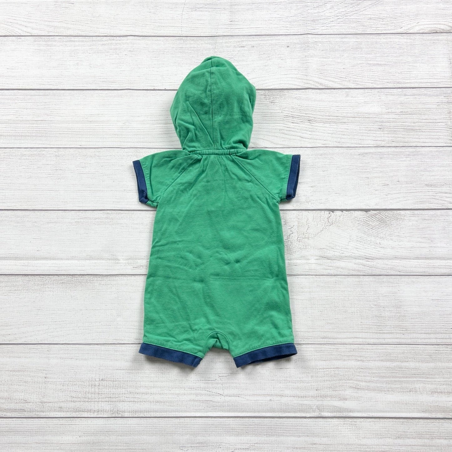 Old Navy Baby Green Hooded Henley Romper Fish Print 3-6 Months