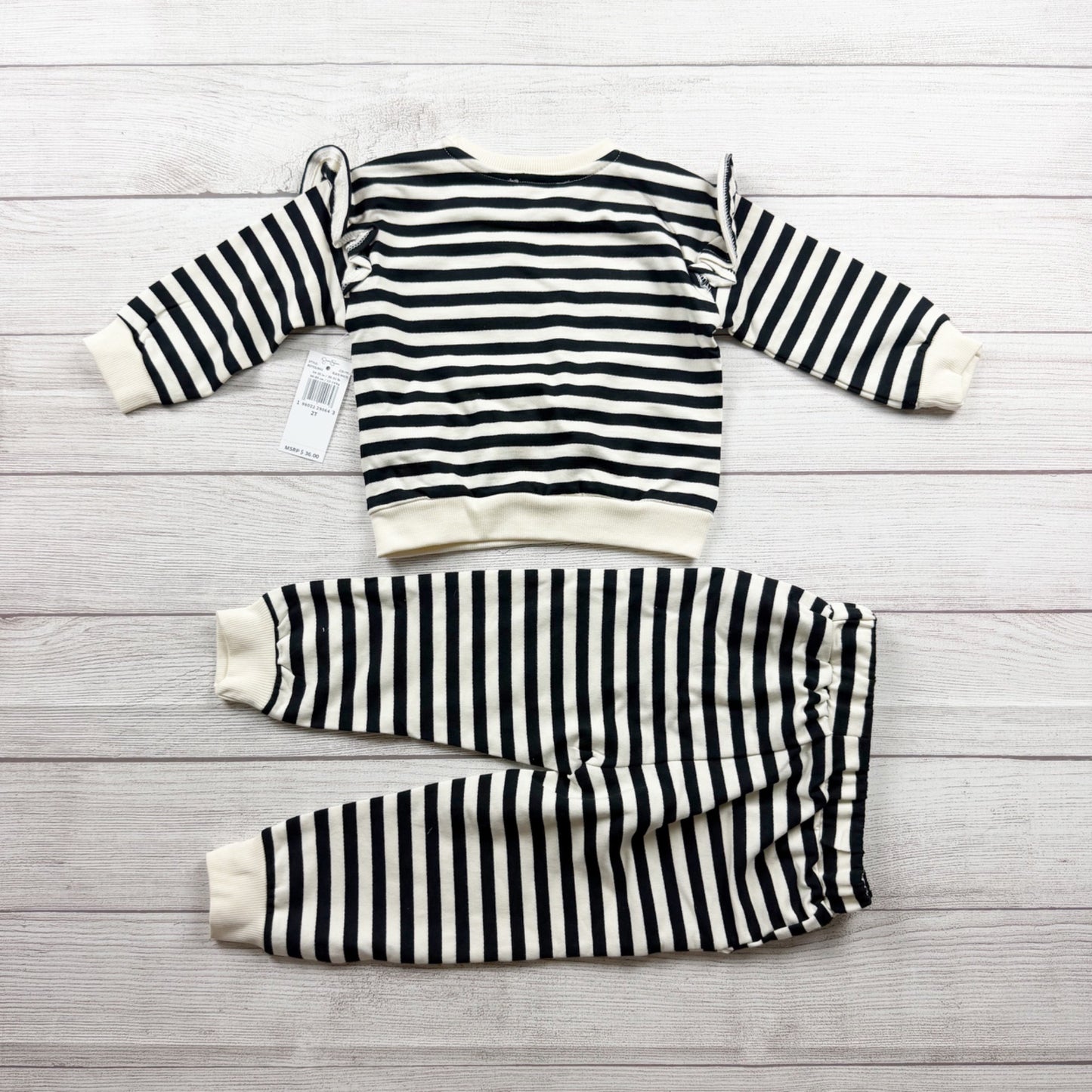 Jessica Simpson Striped "Spooky" 2 Piece Cotton Toddler Outfit Fall NWT 2T
