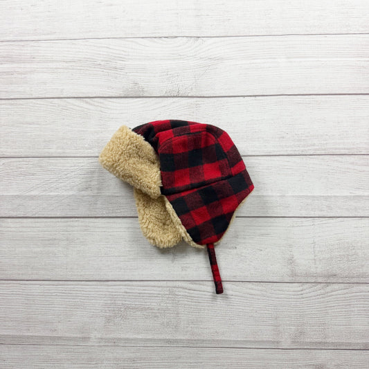 Buffalo Plaid Faux Shearling Lined Trapper Hat Sherpa Winter Baby Toddler OS