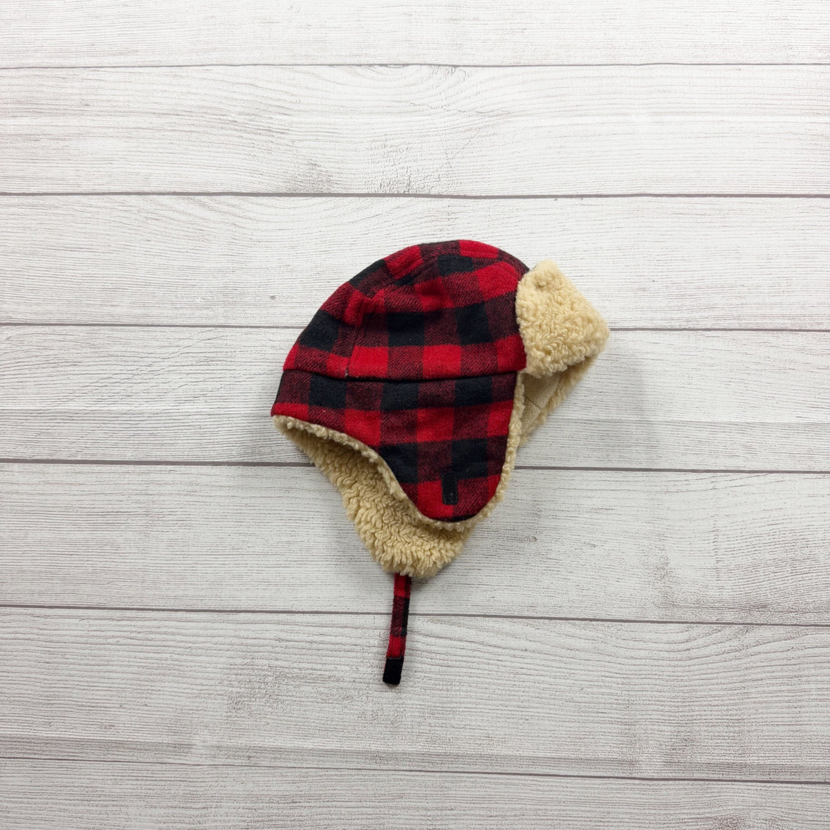 Buffalo Plaid Faux Shearling Lined Trapper Hat Sherpa Winter Baby Toddler OS