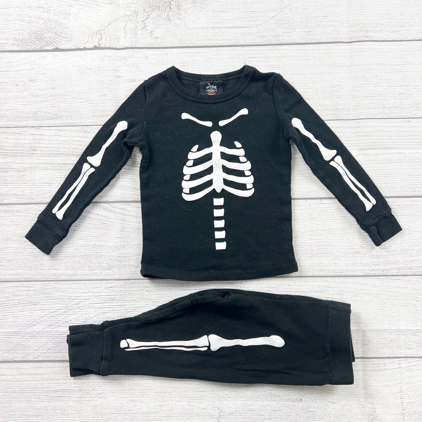 Hyde & Eek! Toddler Pajamas Set Skeleton Design Black Halloween 12-18 Months