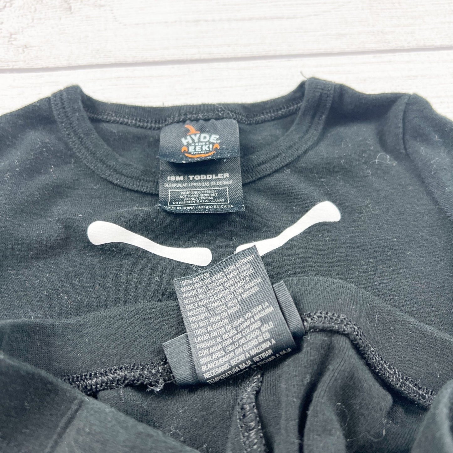Hyde & Eek! Toddler Pajamas Set Skeleton Design Black Halloween 12-18 Months